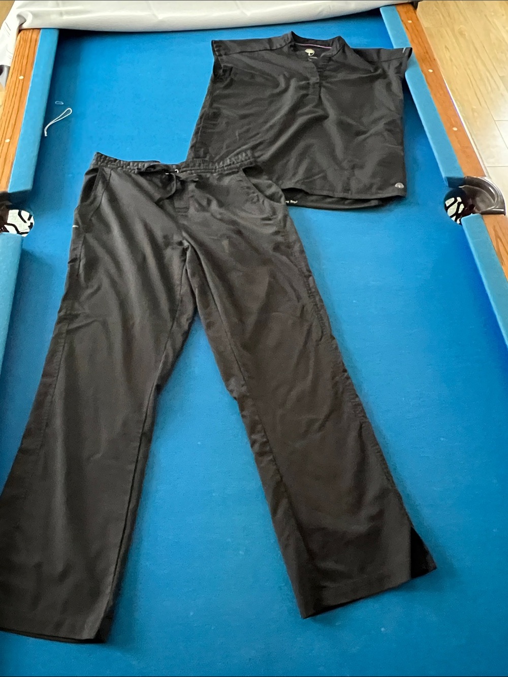 Black Womens Medical Scrub Top & Pants Set